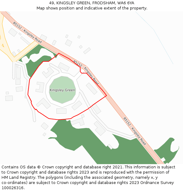 49, KINGSLEY GREEN, FRODSHAM, WA6 6YA: Location map and indicative extent of plot