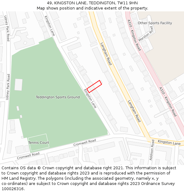 49, KINGSTON LANE, TEDDINGTON, TW11 9HN: Location map and indicative extent of plot
