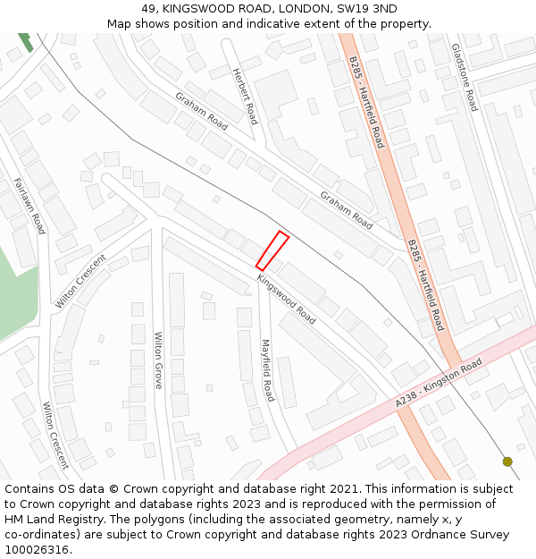 49, KINGSWOOD ROAD, LONDON, SW19 3ND: Location map and indicative extent of plot