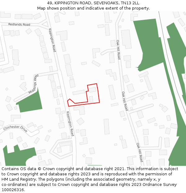 49, KIPPINGTON ROAD, SEVENOAKS, TN13 2LL: Location map and indicative extent of plot