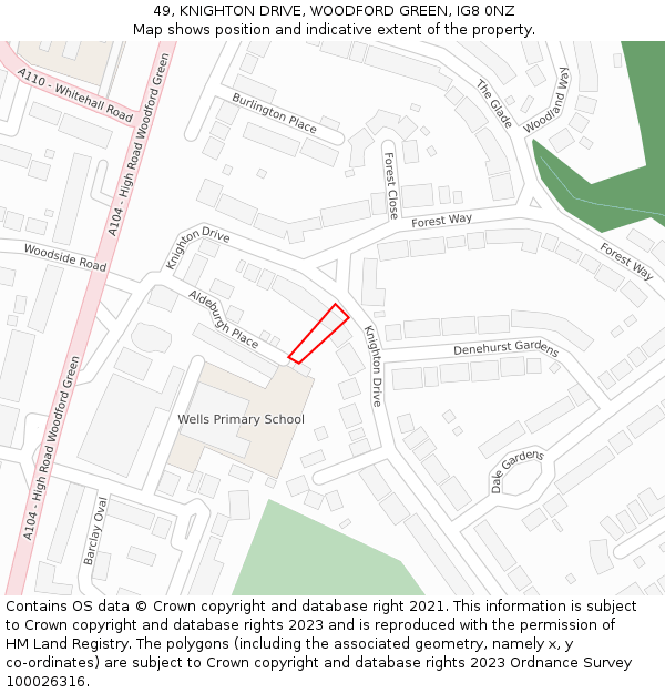 49, KNIGHTON DRIVE, WOODFORD GREEN, IG8 0NZ: Location map and indicative extent of plot