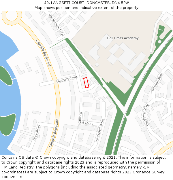 49, LANGSETT COURT, DONCASTER, DN4 5PW: Location map and indicative extent of plot