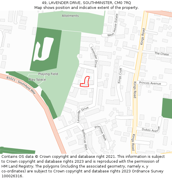 49, LAVENDER DRIVE, SOUTHMINSTER, CM0 7RQ: Location map and indicative extent of plot