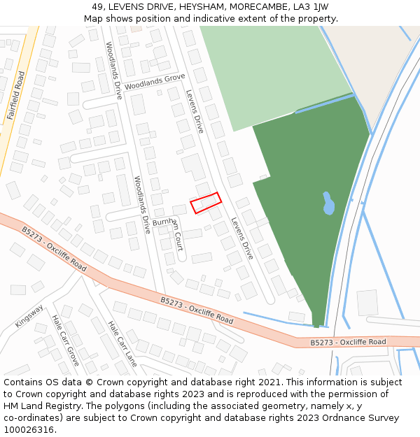 49, LEVENS DRIVE, HEYSHAM, MORECAMBE, LA3 1JW: Location map and indicative extent of plot