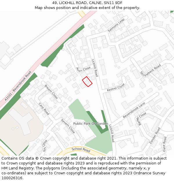 49, LICKHILL ROAD, CALNE, SN11 9DF: Location map and indicative extent of plot