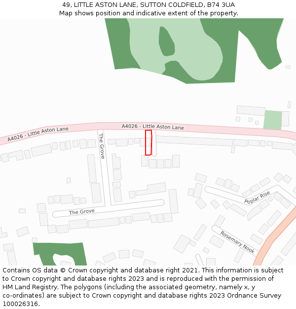 49, LITTLE ASTON LANE, SUTTON COLDFIELD, B74 3UA: Location map and indicative extent of plot