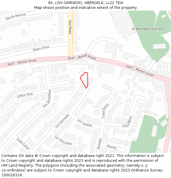 49, LON GARNEDD, ABERGELE, LL22 7EW: Location map and indicative extent of plot