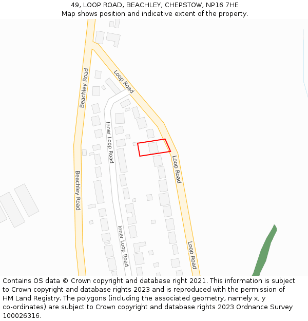 49, LOOP ROAD, BEACHLEY, CHEPSTOW, NP16 7HE: Location map and indicative extent of plot