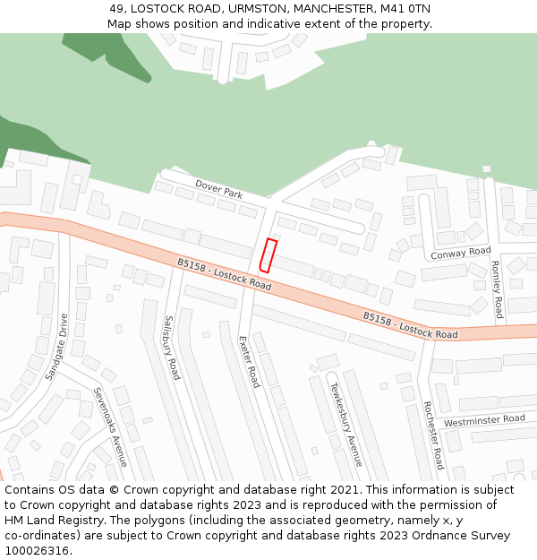 49, LOSTOCK ROAD, URMSTON, MANCHESTER, M41 0TN: Location map and indicative extent of plot