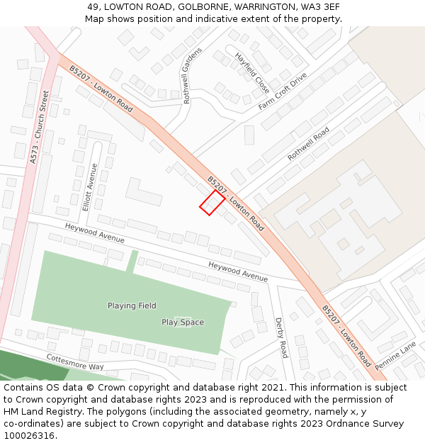 49, LOWTON ROAD, GOLBORNE, WARRINGTON, WA3 3EF: Location map and indicative extent of plot