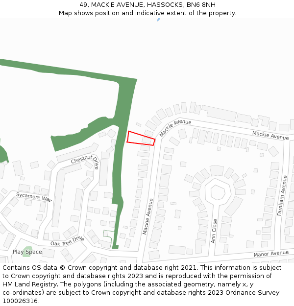 49, MACKIE AVENUE, HASSOCKS, BN6 8NH: Location map and indicative extent of plot