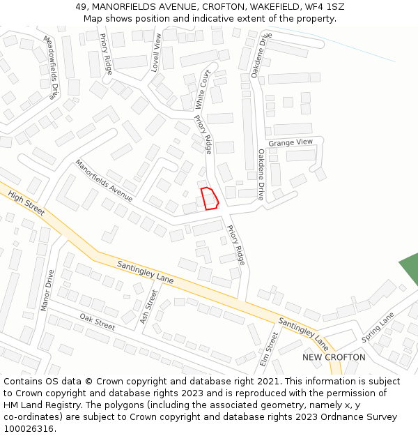 49, MANORFIELDS AVENUE, CROFTON, WAKEFIELD, WF4 1SZ: Location map and indicative extent of plot