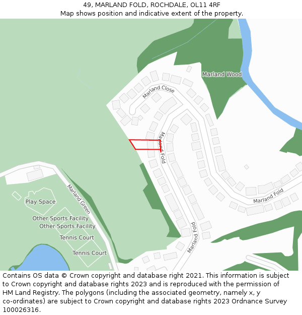 49, MARLAND FOLD, ROCHDALE, OL11 4RF: Location map and indicative extent of plot