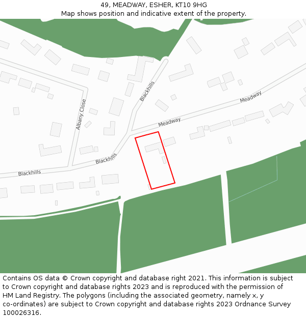 49, MEADWAY, ESHER, KT10 9HG: Location map and indicative extent of plot