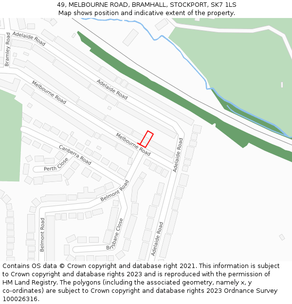 49, MELBOURNE ROAD, BRAMHALL, STOCKPORT, SK7 1LS: Location map and indicative extent of plot