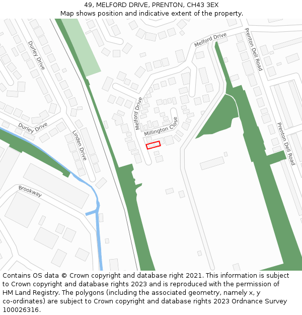 49, MELFORD DRIVE, PRENTON, CH43 3EX: Location map and indicative extent of plot