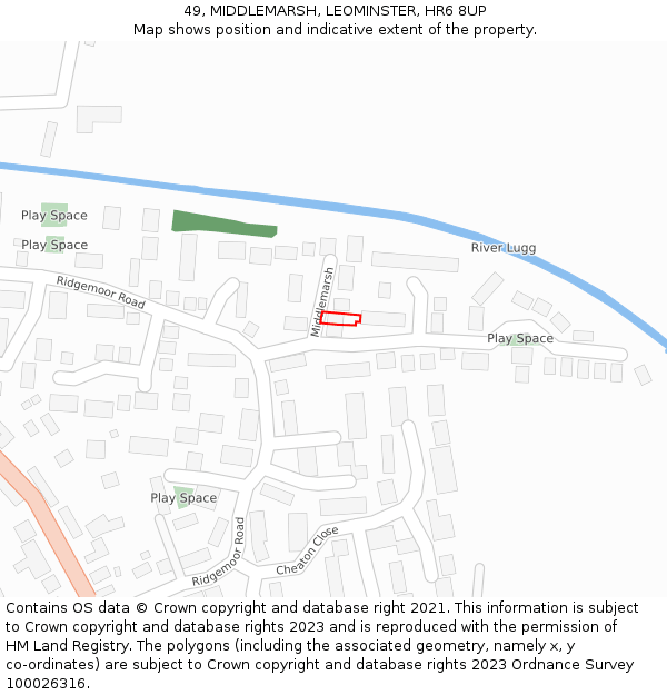 49, MIDDLEMARSH, LEOMINSTER, HR6 8UP: Location map and indicative extent of plot