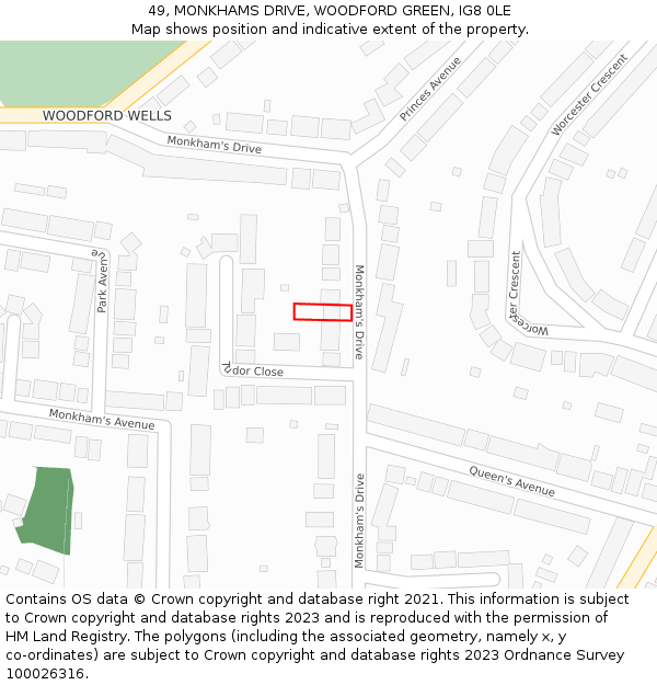 49, MONKHAMS DRIVE, WOODFORD GREEN, IG8 0LE: Location map and indicative extent of plot