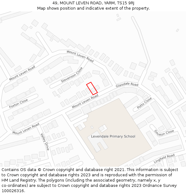 49, MOUNT LEVEN ROAD, YARM, TS15 9RJ: Location map and indicative extent of plot