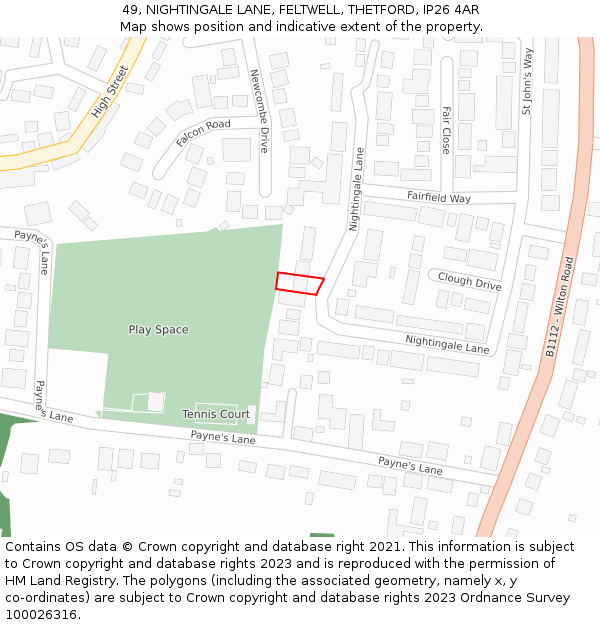 49, NIGHTINGALE LANE, FELTWELL, THETFORD, IP26 4AR: Location map and indicative extent of plot
