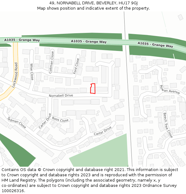 49, NORNABELL DRIVE, BEVERLEY, HU17 9GJ: Location map and indicative extent of plot