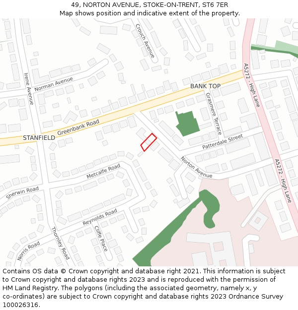 49, NORTON AVENUE, STOKE-ON-TRENT, ST6 7ER: Location map and indicative extent of plot