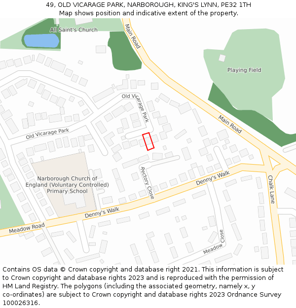 49, OLD VICARAGE PARK, NARBOROUGH, KING'S LYNN, PE32 1TH: Location map and indicative extent of plot