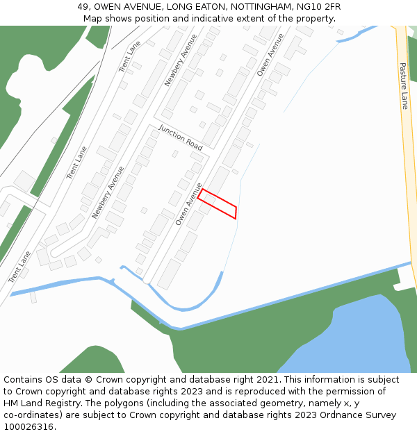 49, OWEN AVENUE, LONG EATON, NOTTINGHAM, NG10 2FR: Location map and indicative extent of plot