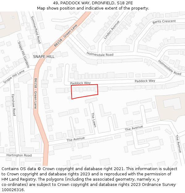 49, PADDOCK WAY, DRONFIELD, S18 2FE: Location map and indicative extent of plot