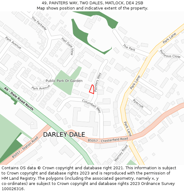 49, PAINTERS WAY, TWO DALES, MATLOCK, DE4 2SB: Location map and indicative extent of plot