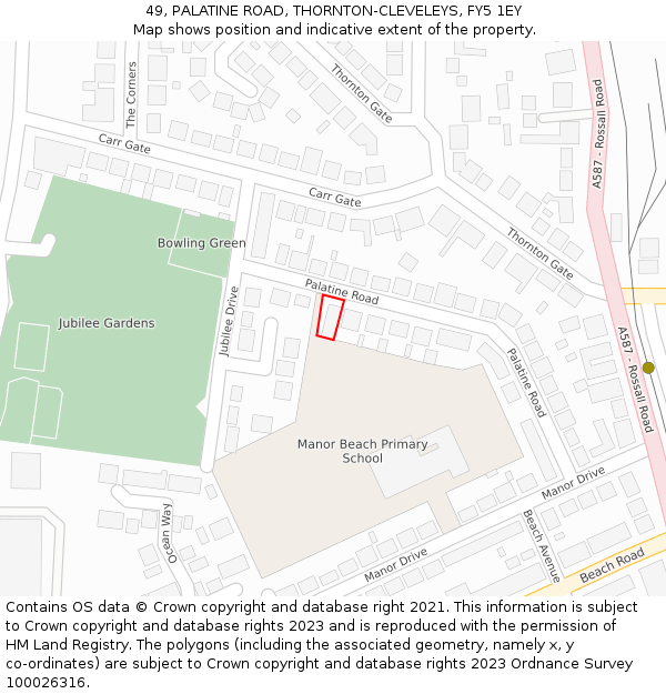 49, PALATINE ROAD, THORNTON-CLEVELEYS, FY5 1EY: Location map and indicative extent of plot