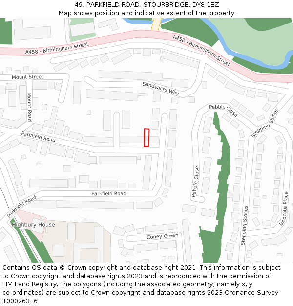 49, PARKFIELD ROAD, STOURBRIDGE, DY8 1EZ: Location map and indicative extent of plot