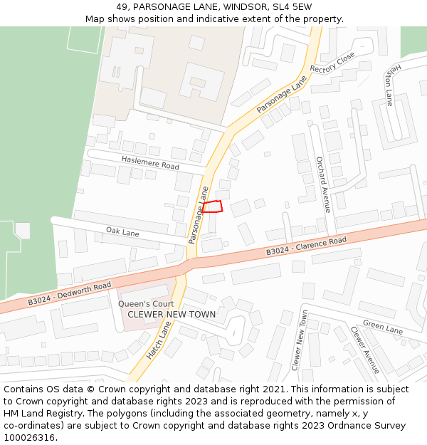 49, PARSONAGE LANE, WINDSOR, SL4 5EW: Location map and indicative extent of plot