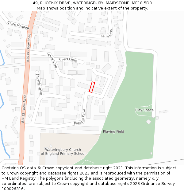 49, PHOENIX DRIVE, WATERINGBURY, MAIDSTONE, ME18 5DR: Location map and indicative extent of plot