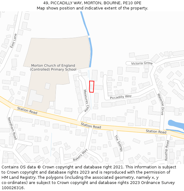 49, PICCADILLY WAY, MORTON, BOURNE, PE10 0PE: Location map and indicative extent of plot