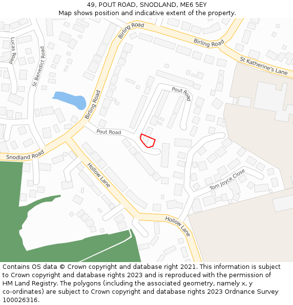 49, POUT ROAD, SNODLAND, ME6 5EY: Location map and indicative extent of plot