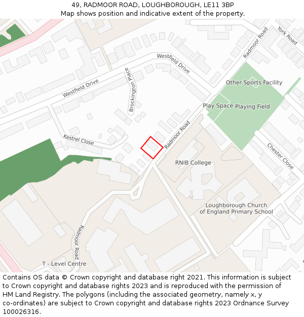 49, RADMOOR ROAD, LOUGHBOROUGH, LE11 3BP: Location map and indicative extent of plot