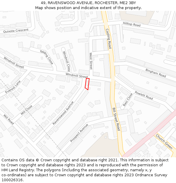 49, RAVENSWOOD AVENUE, ROCHESTER, ME2 3BY: Location map and indicative extent of plot