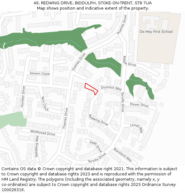 49, REDWING DRIVE, BIDDULPH, STOKE-ON-TRENT, ST8 7UA: Location map and indicative extent of plot