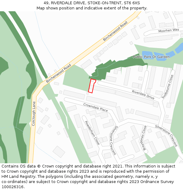 49, RIVERDALE DRIVE, STOKE-ON-TRENT, ST6 6XS: Location map and indicative extent of plot