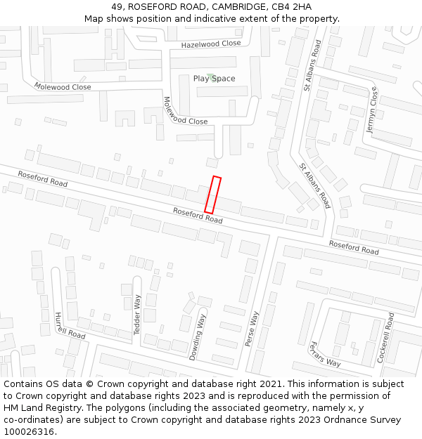 49, ROSEFORD ROAD, CAMBRIDGE, CB4 2HA: Location map and indicative extent of plot