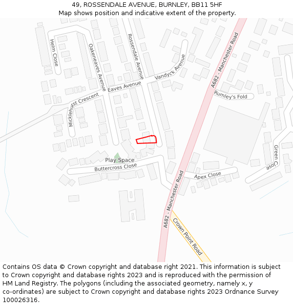 49, ROSSENDALE AVENUE, BURNLEY, BB11 5HF: Location map and indicative extent of plot