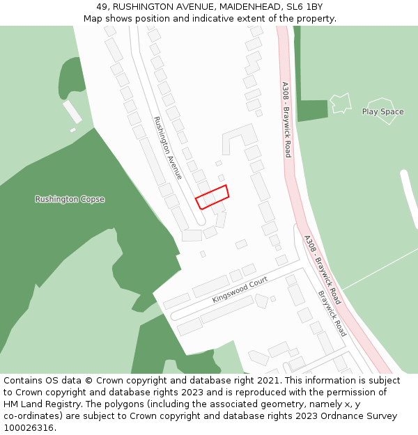 49, RUSHINGTON AVENUE, MAIDENHEAD, SL6 1BY: Location map and indicative extent of plot