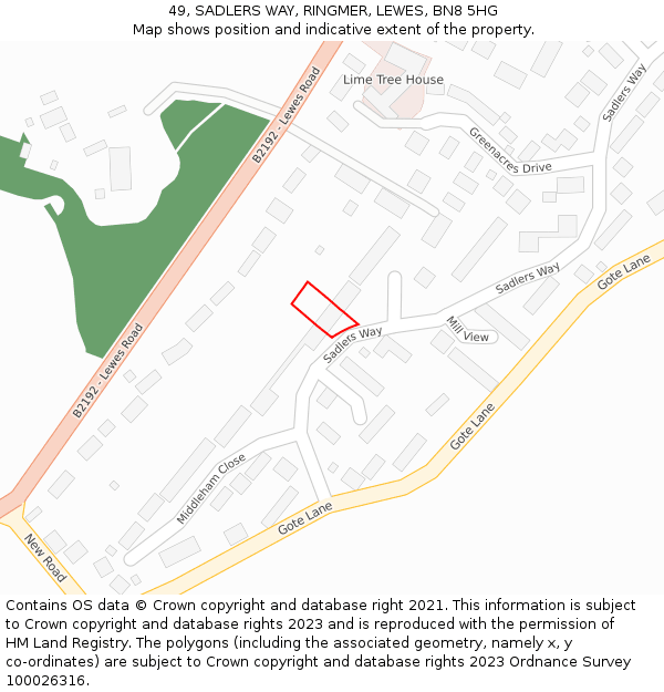 49, SADLERS WAY, RINGMER, LEWES, BN8 5HG: Location map and indicative extent of plot