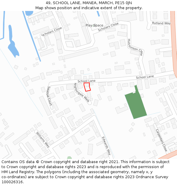 49, SCHOOL LANE, MANEA, MARCH, PE15 0JN: Location map and indicative extent of plot