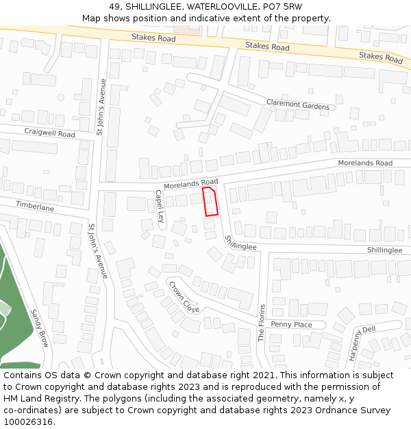 49, SHILLINGLEE, WATERLOOVILLE, PO7 5RW: Location map and indicative extent of plot