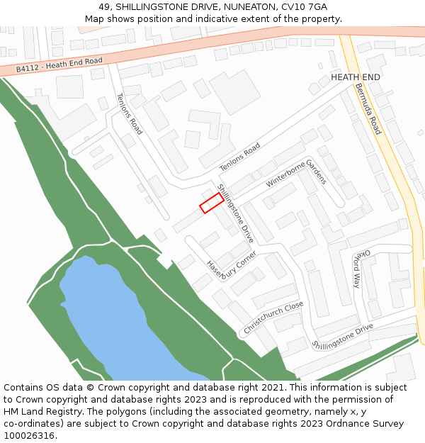 49, SHILLINGSTONE DRIVE, NUNEATON, CV10 7GA: Location map and indicative extent of plot