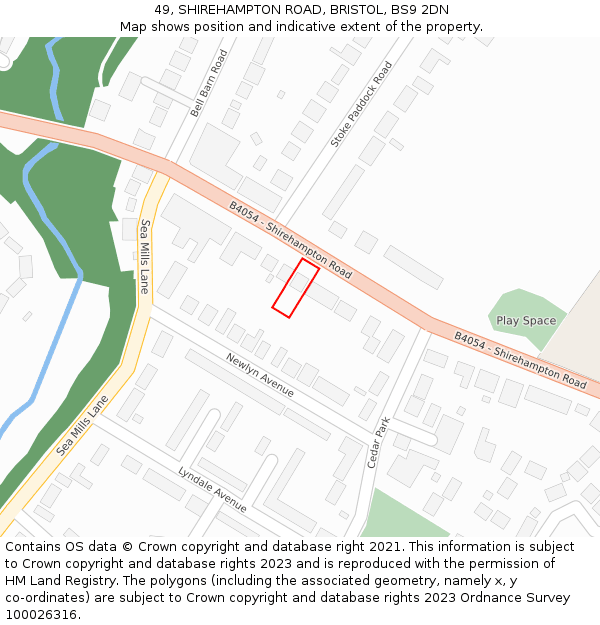 49, SHIREHAMPTON ROAD, BRISTOL, BS9 2DN: Location map and indicative extent of plot