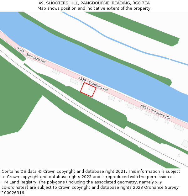49, SHOOTERS HILL, PANGBOURNE, READING, RG8 7EA: Location map and indicative extent of plot