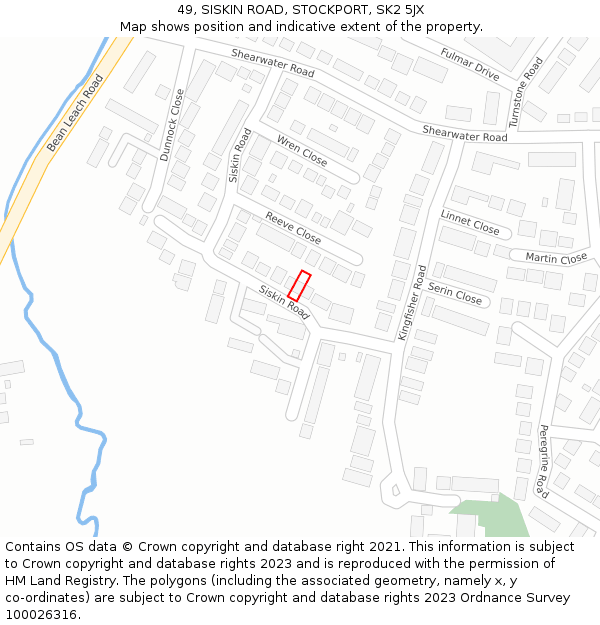 49, SISKIN ROAD, STOCKPORT, SK2 5JX: Location map and indicative extent of plot